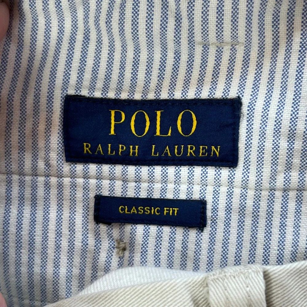 Polo Ralph Lauren Classic Fit Khaki Chino Pants Men 38x32 Tan Straight Leg Cottn